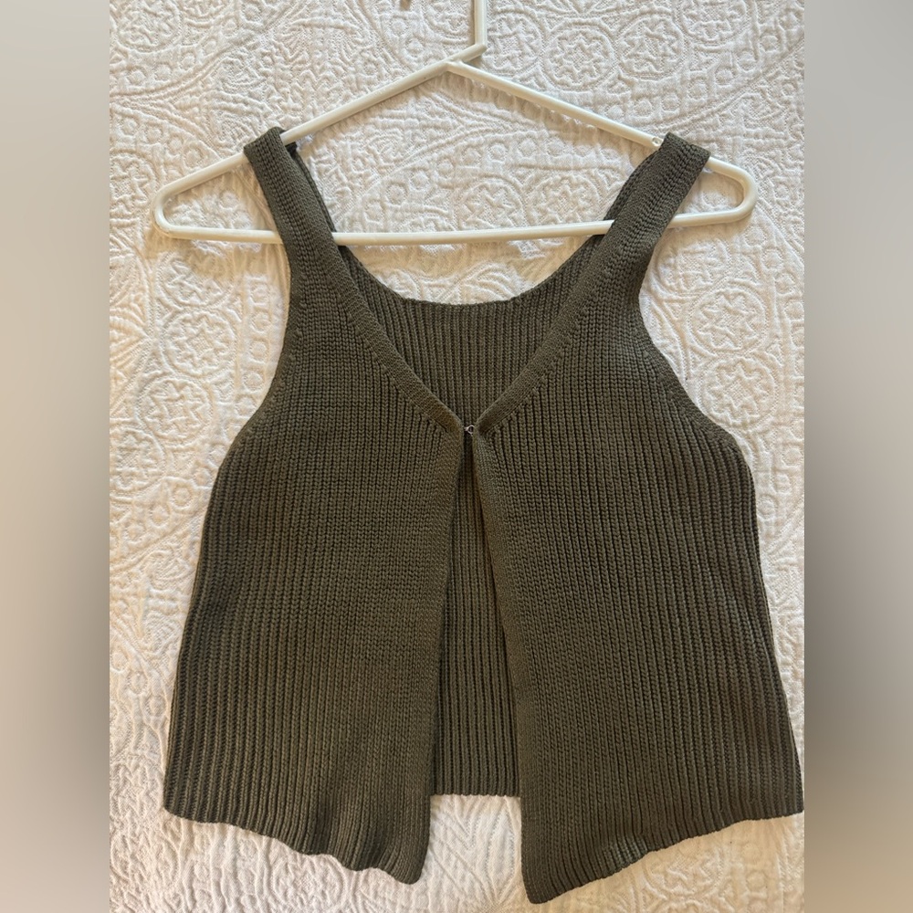 Olive Green Knit Sleeveless Top